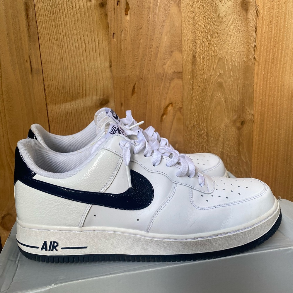 Nike White and Black Air Force 1 Sneakers